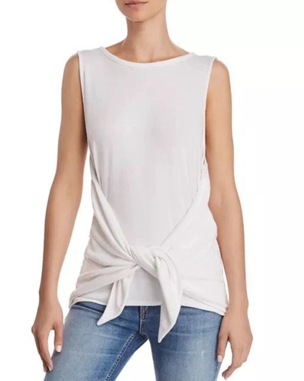 Rag & Bone BIGSBY TIE TANK Front Tie Stretch Knit Top in White Size M NWT $125